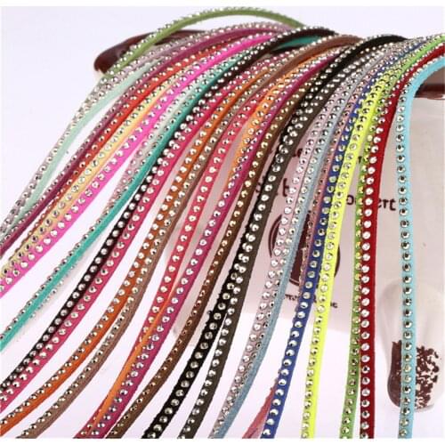 Julie Wang 5 Meters/Pack 3mm Suede Leather Cords Hot Drilling For Necklace Chains Rope String Bracelet Jewelry Making Accessory