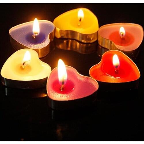 50Pcs Love Heart Shaped Tea Light Candles Smokeless Candles Romantic Decorative
