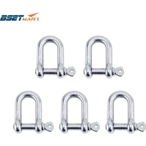 5X Stainless Steel 316 Staples Carabiner D Bow Shackle Clasp For Key Ring Keychain Hook Screw Joint Connector Buckle Boat Marine