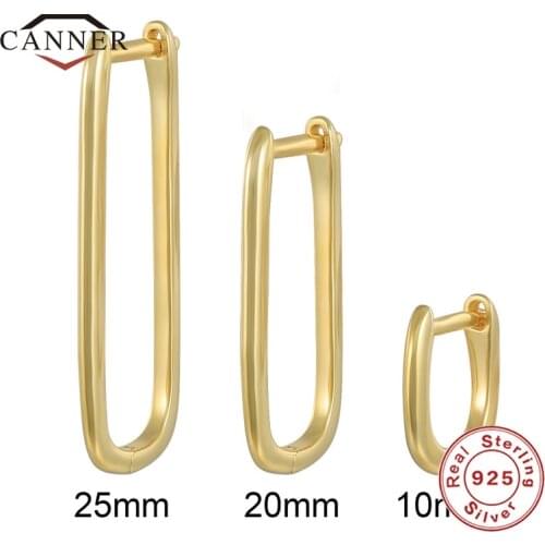 CANNER 3Pcs/set 10/20/25mm 925 Sterling Silver Glossy Hoop Earrings for Women Huggie Piercing Earring 925 Jewelry Pendientes