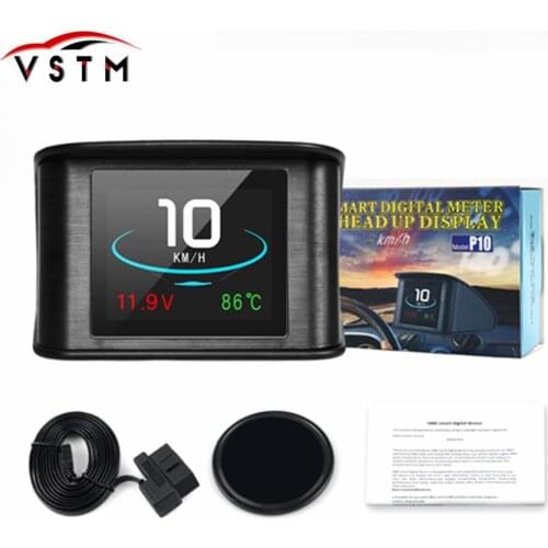 P10 Automobile Trip On-board Computer Car Digital OBD2 OBD Driving Computer Display Speedometer Temperature Gauge Hud Mileage