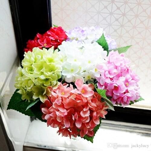 Free Shipping Simulation Silk Flower Artificial Fabric Hydrangea Bouquet Wedding Decorations Home Ornament 6 Colors