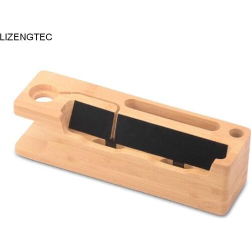 Free Shipping LIZENGTEC New Design Wood Mini Tablet Stand Fit for Mobile & Mini Tablet Watch Convenient Charging
