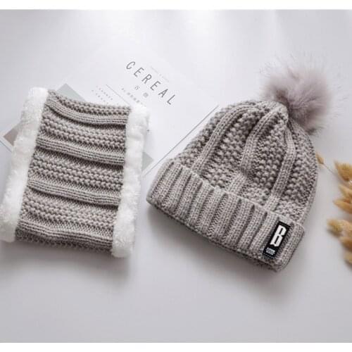 Brand Winter knitted Beanies Hats Women Thick Warm Beanie Skullies Hat Female knit Letter Bonnet Beanie Caps Outdoor Riding Sets