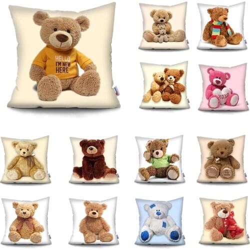 Teddy bear cushion cover Car Sofa Home Decor Pillow Case Polyester Throw Pillow Cases Home Decoration Pillowcase Funda Cojin