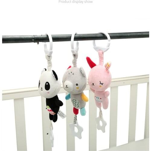Baby Plush Cartoon Baby Carriage Pendant Rattle For Newborn Teether Cart Doll Baby Toy Pendant Stroller Accessories
