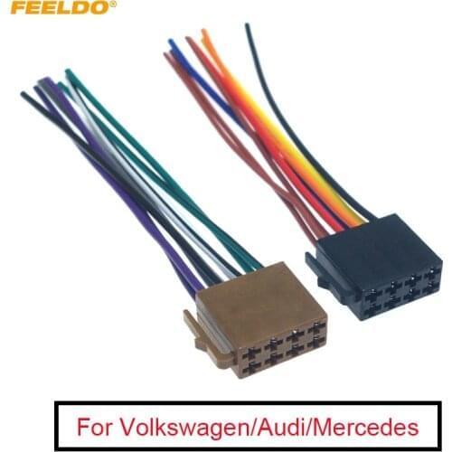 FEELDO 5Pair Car Radio Audio Wiring Harness Adapter For Volkswagen/Audi/Mercedes Pluging Into OEM Factory Stereo CD Wire