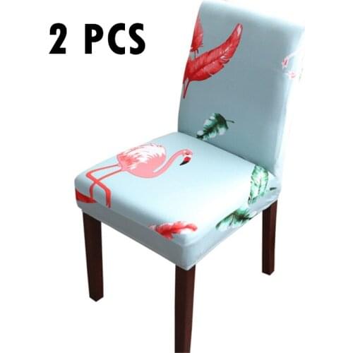 2 PCS Cartoon Chair Cover Stretch Spandex Elastic Chairs Slipcover Printing Removable Anti-dirty Hotel Banquet Kitchen Chairs