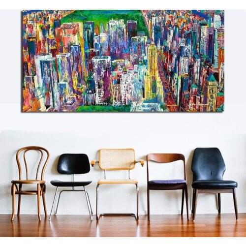 JQHYART Oil Painting Manhattan Panorama Canvas Art Wall Pictures For Living Room Home Decor Printed Frameless