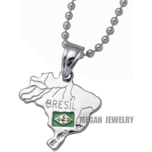 Brazil map Brazil National Flag pendant & necklace , country map jewelry