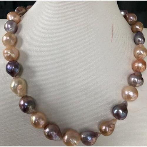 Beautiful 12-13mm baroque multicolor pearl necklace 18inch 36"