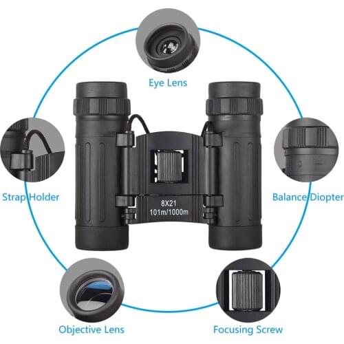 8x21 Zoom mini Folding Pocket Binoculars 8x Telescope portable binocularOutdoor birdwatching Travel Hunting Hiking Sports