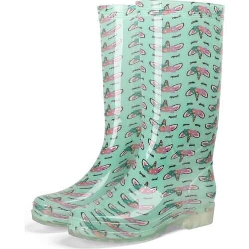 PVC Fashion Women Rubber Water Shoes Adult High Waterproof Rain Boots Women Non-slip Wear-resistant Boots Ladies Work Rainboots