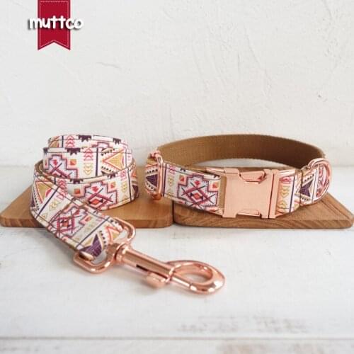 MUTTCO retailing high quality handmade adjustable dog collar THE FOLK BROWN dog collar 5 sizes UDC058M