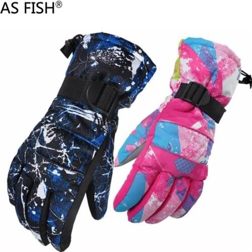 AS FISH Windproof Waterproof Thermal Women Man Winter Ski Gloves Snowboard Snowmobile