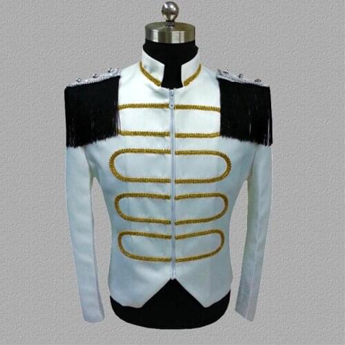 Men White Party Blazer Slim Fit Nightclub Party Suit Jackets Blazer Jackets DJ Singer Stage Costume
