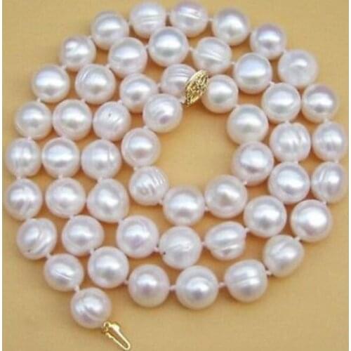Real 10-12mm White Baroque Pearl Necklace 35" 50