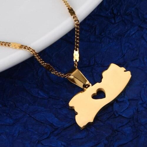 Stainless Steel El Salvador Map Pendant Necklace for Women Men Map of El Salvador Heart Charm Jewelry