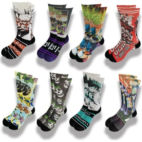 A Pair of Autumn and Winter Style Terry Mens Socks Towel Bottom Printing Animation Cartoon Series Movie Characters Barrel