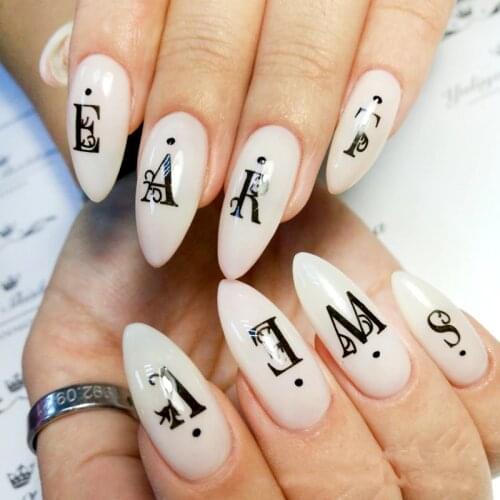 12 Sheets Letter Number design Series Water Transfer Nail Stickers Decal black white Geometry Line Love Kiss Manicure DIY Decal