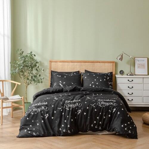 2/3 Pieces Bedding Sets Fashion Simple Style Home Bed Linen Duvet Cover Triangle Star Black Background Kids Bed Quilt Cover