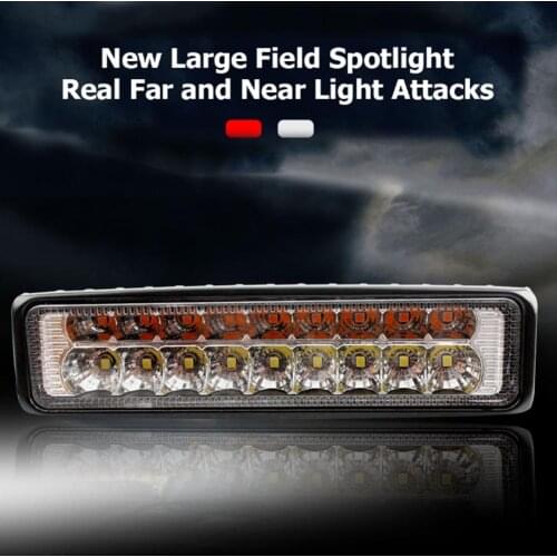 Durable Car LED Work Lamp Delicate Design Multi-function Bar 18W 3030 1080LM Dual-Color Spotlight Amber/White Light