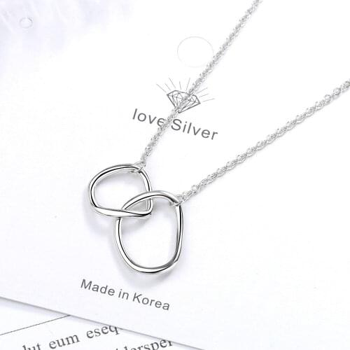 Simple Irregular Double Circle Geometric Necklaces for Girlfriend Party Birthday 925 Sterling Silver Clavicle Choker Necklace