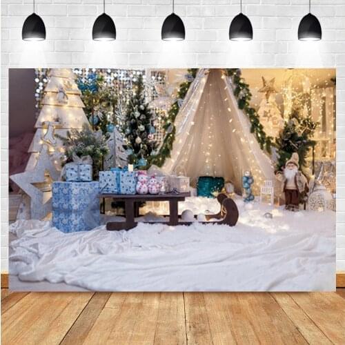 Christmas Photocall Pine Tent Gift Sled Fireplace Carpet Photography Backdrops Photo Backgrounds Family Portrait Photocall Props