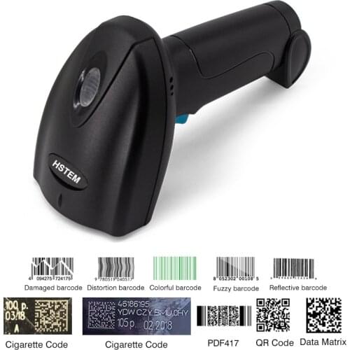HSTEM 1D 2D Barcode Scanner Handheld 2.4G Wireless USB Wired QR Bar Code Reader Bluetooth Support For Data Matrix PDF417 Scan