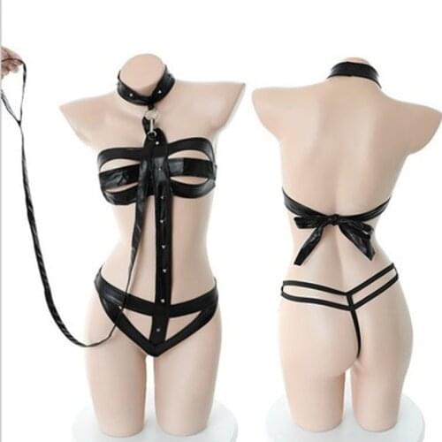 Sexy Underwear bandage bodysuit women Leather SM Super Seductive Sexy lingerie Sex bodysuits teddies slave Drop Wax Whip