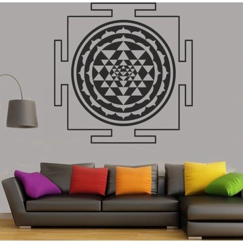 Sri Yantra Mandala Geometry PVC wall Sticker yoga gym removeable vinyl wall decal Home Decor for living room bedroom G738