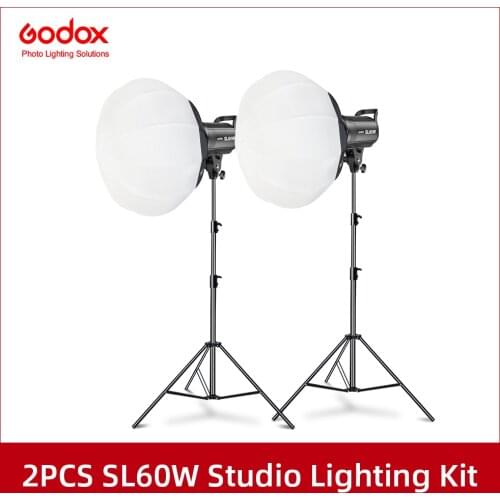 Godox SL-60W 60Ws 5600K Studio LED Continuous Photo Video Light Live Broadcast + 2.8m Light Stand + Lantern Softbox LED Light