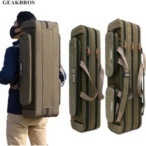 2/3/4 Layer Fishing Bag Fishing Rod Pole Storage Tackle Backpack Waterproof Fishing Tool Equipment Gear 80/90/100/120cm Pesca