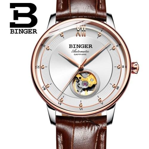 Switzerland BINGER Watches Men Ultra-thin Japan 90S5 Automatic Movement Tourbillon sapphire Clock Mechanical Wristwatches B-1180