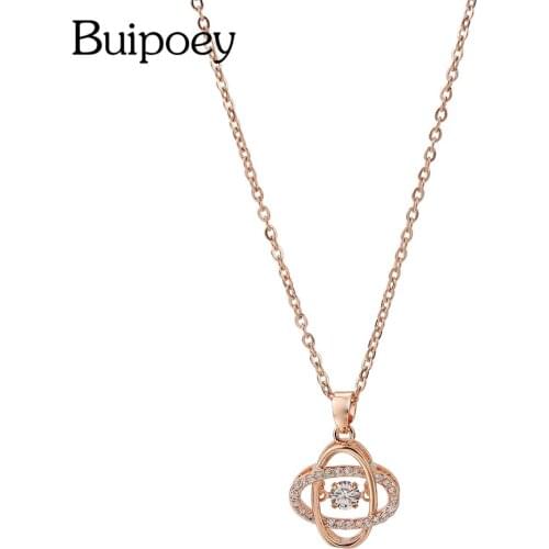 High Quality Korea Rose Gold Stainless Steel Chain CZ Star Trails Pendant Necklace For Women Crystal Oval Charm Necklace Gift