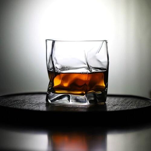 Japanese Makoto Komatsu Irregular Shape Whiskey Glass Artwork Wrinkle Whisky Rocks Tumbler Brandy Snifters Cognac Tasting Cup