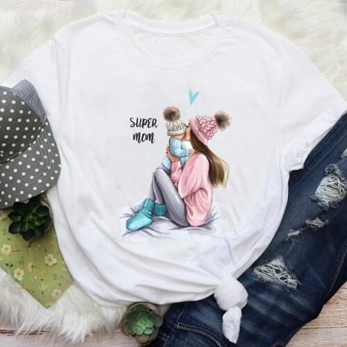 Women Mom Mama Super Cute Mother Love Cartoon Winter Season Graphic Tees Clothes Print Tops Lady Female T Shirt T-Shirt