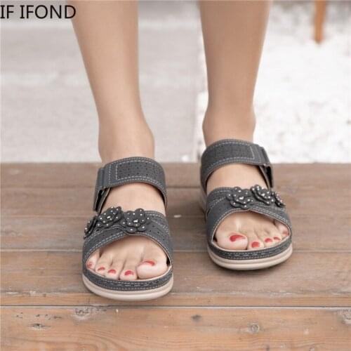 IF IFOND Women Sandals Summer 2021 Female Fashion Crystal Buckle Casual Sewing Open Toe Shoes Woman Platform Sandalias