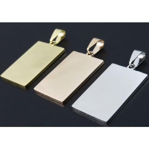 Gold-color Rose Gold Color Stainless steel Square Dog tags pendant Army Dogtags Necklace Pendant, Fashion Charm Jewelry Findings
