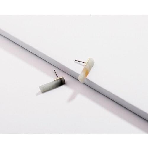 ZWPON Cuboid Natural Stone Bar Studs Earrings for Women Semi-precious Stones Bar Stud Earrings Mujer