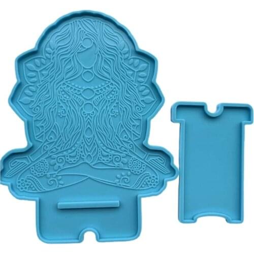 1 Set DIY Crafts Cellphone Holder Silicone Mould Smartphone Bracket Making Tools Mobile Phone Stand Epoxy Resin Mold