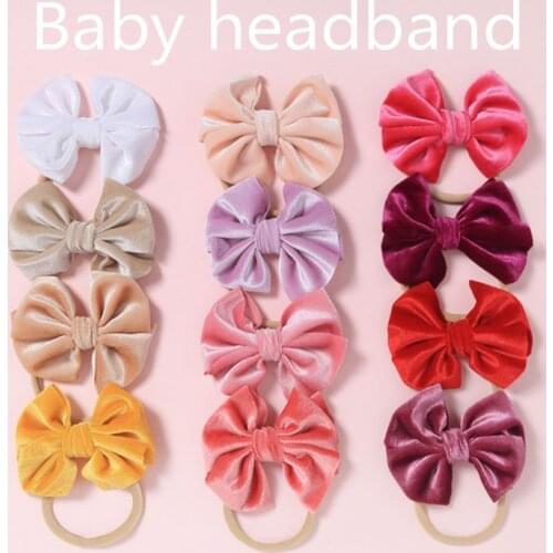 10 Colors Kids Headband Nylon Velvet Bow Baby Headband Baby Lace Headband