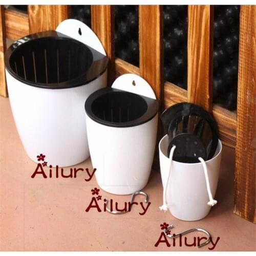 2pcs/lot,White wall-mounted water storage pot with cotton thread automatic watering hanging wall lazy hydroponic basin