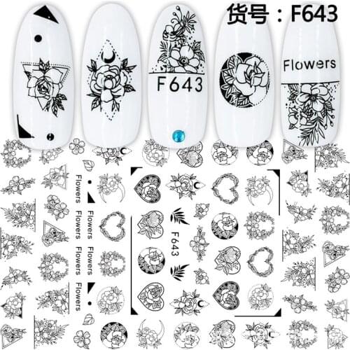 2020 DIY 3D Nail Art Sticker Adhesive Sticker Decals Tool Hraet Shape Flower Image Nail Art Tattoo Decoration Wholesale Z0297