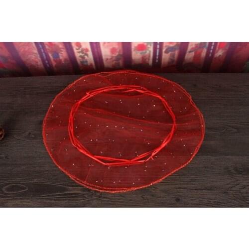 35cm 50pcs Red Candy Bags For Wedding Round Christmas Organza Bags Gift Packaging Bags Women Drawstring Bag Package Display