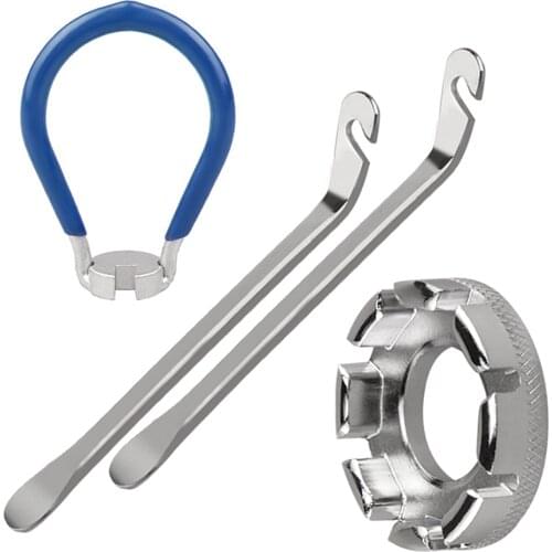 4 Pack Bike Spoke Tool Bicycle Spoke Wrench Pocket Tool 6 in 1 Bike Rim Truing Tool Correct Tool with Tire Lever Bike Accessory