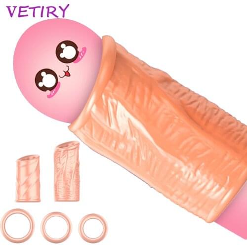 5PCS/Set Reusable Foreskin Correction Ring Cock Ring Sex Toys for Men Delay Ejaculation Penis Sleeve Foreskin Repair Ring