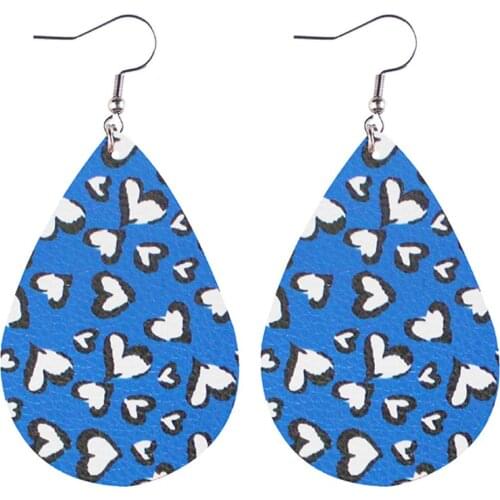 8 Pairs Valentine Day Water Drop Heart Faux Leather Eardrop Hook Earrings Gift