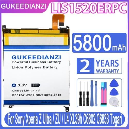 GUKEEDIANZI Battery LIS1520ERPC 5800mAh For Sony Xperia Z Ultra / ZU / L4 XL39h C6802 C6833 Togari