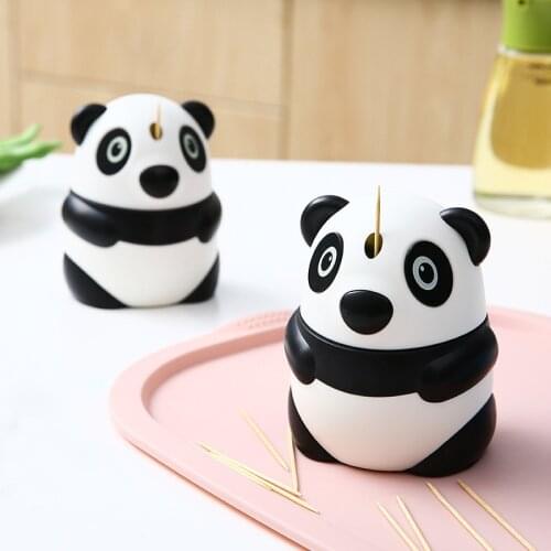 Automatic Plastic Press Toothpick Container Cartoon Panda Toothpick Box Fashion Personality Lovely